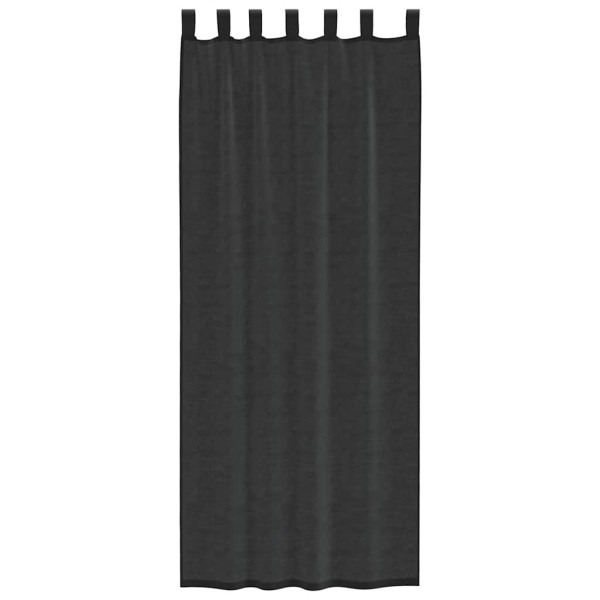Cortinas de voile com bolsos para varão 2 pcs preto M 4