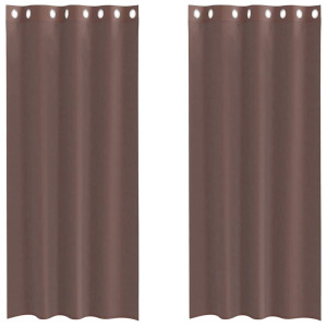 Cortinas de voile com ilhós 2 pcs castanho 140x245 cm H