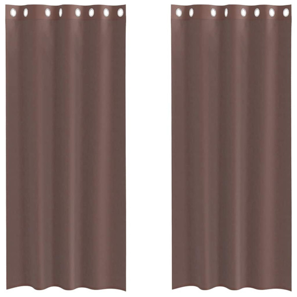 Cortinas de voile com ilhós 2 pcs castanho 140x245 cm M 2