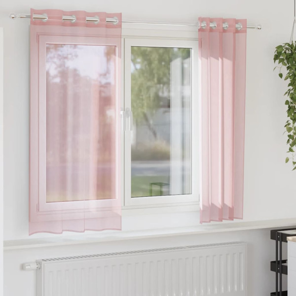 Cortinas de gasa con ojales 2 uds rosa 140x175 cm D