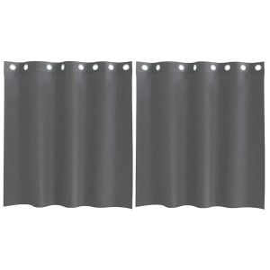 Cortinas de gasa con ojales 2 uds gris oscuro 140x140 cm H