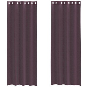 Cortinas de voile com ilhós 2 pcs roxo 140x260 cm H