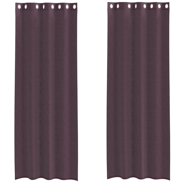 Cortinas de voile com ilhós 2 pcs roxo 140x260 cm M 2