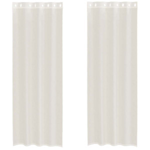 Cortinas de voile com ilhós 2 pcs creme 140x260 cm H