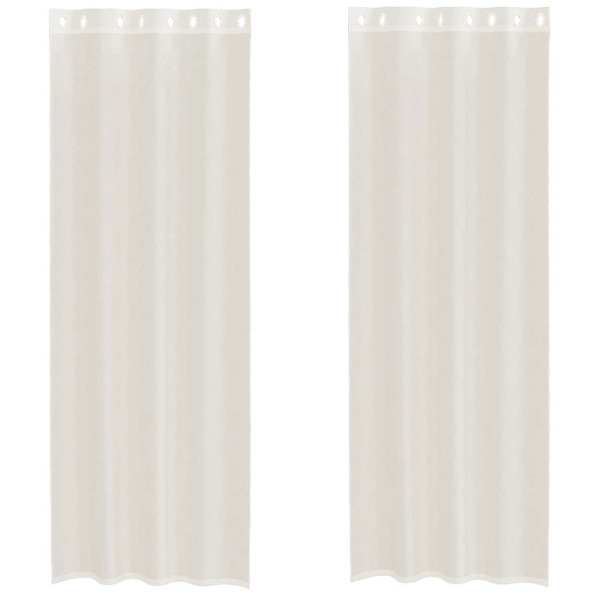Cortinas de voile com ilhós 2 pcs creme 140x260 cm M 2