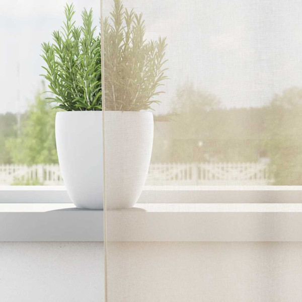 Cortinas de voile com ilhós 2 pcs creme 140x260 cm M 3