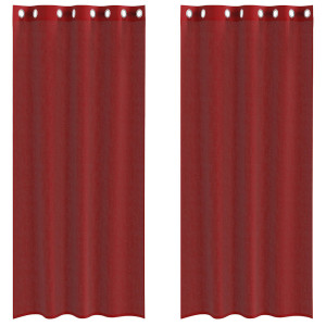 Cortinas de voile com ilhós 2 pcs vermelho tinto H