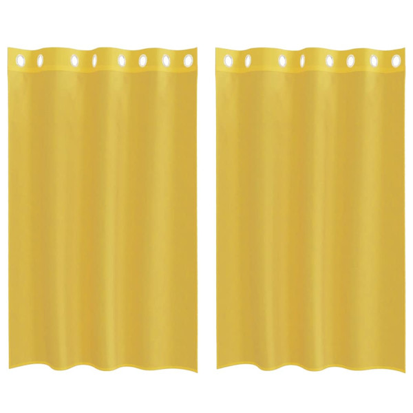 Cortinas de voile com ilhós 2 pcs amarelo M 2
