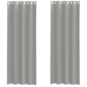 Cortinas de voile com ilhós 2 pcs cinzento-claro 140x260 cm H