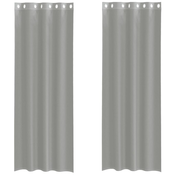 Cortinas de voile com ilhós 2 pcs cinzento-claro 140x260 cm M 2