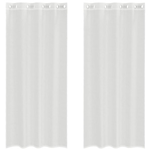 Cortinas de voile com ilhós 2 pcs branco H