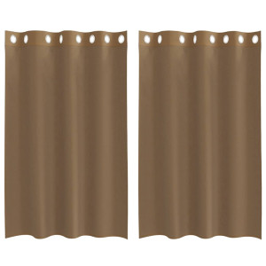 Cortinas de voile com ilhós 2 pcs castanho-claro H