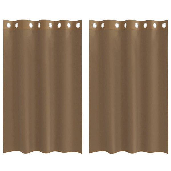 Cortinas de voile com ilhós 2 pcs castanho-claro M 2