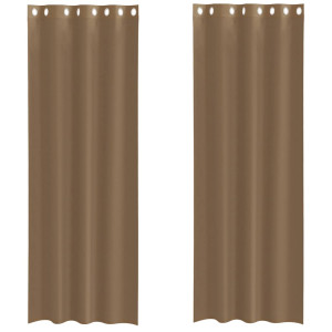 Cortinas de voile com ilhós 2 pcs castanho-claro H