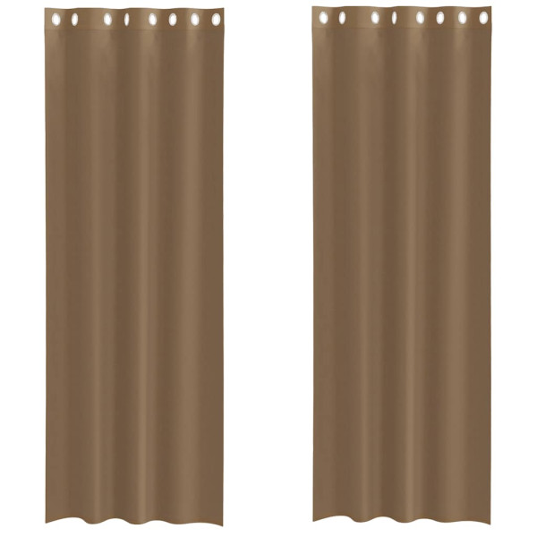 Cortinas de voile com ilhós 2 pcs castanho-claro M 2