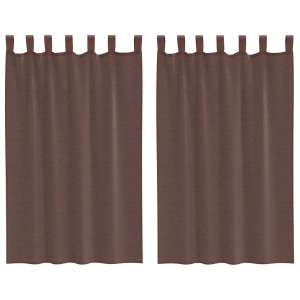 Cortinas de voile com bolsos para varão 2 pcs castanho H