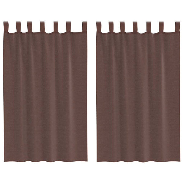 Cortinas de voile com bolsos para varão 2 pcs castanho M 2