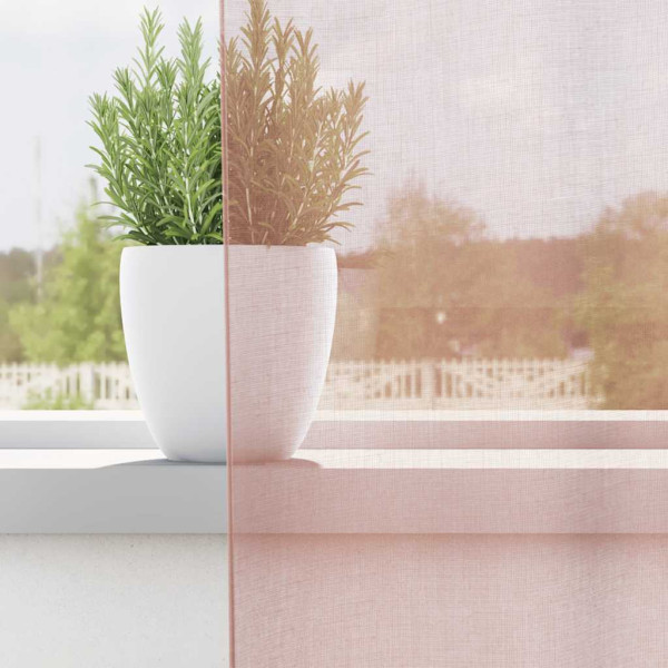 Cortinas de voile com bolsos para varão 2 pcs rosa M 3