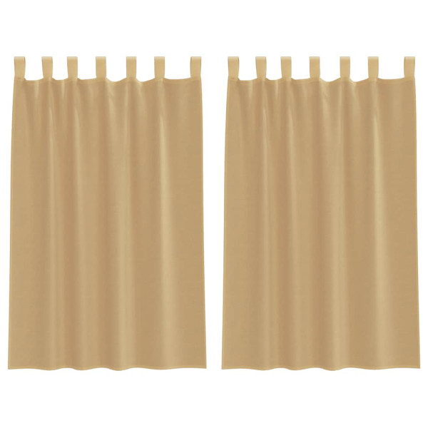 Cortinas de voile com bolsos para varão 2 pcs areia M 2