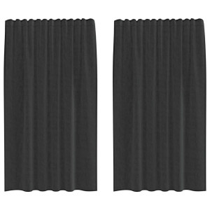Cortinas de voile com aba 2 pcs preto H