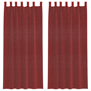 Cortinas de voile com bolsos para varão 2 pcs vermelho tinto H