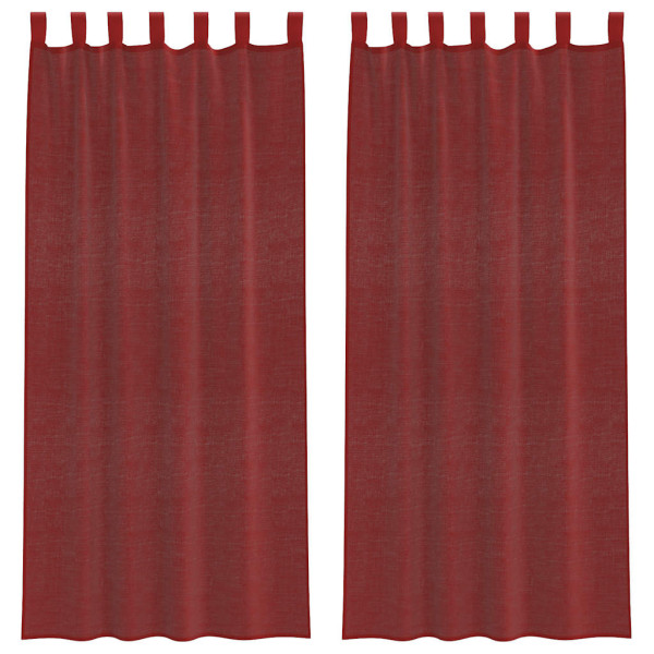Cortinas de voile com bolsos para varão 2 pcs vermelho tinto M 2