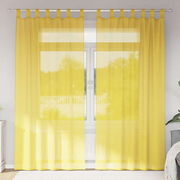 Cortinas de gasa con bolsillos para varillas 2 uds. amarillo D