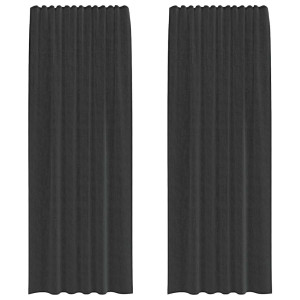 Cortinas de gasa con trabillas 2 uds. negro H