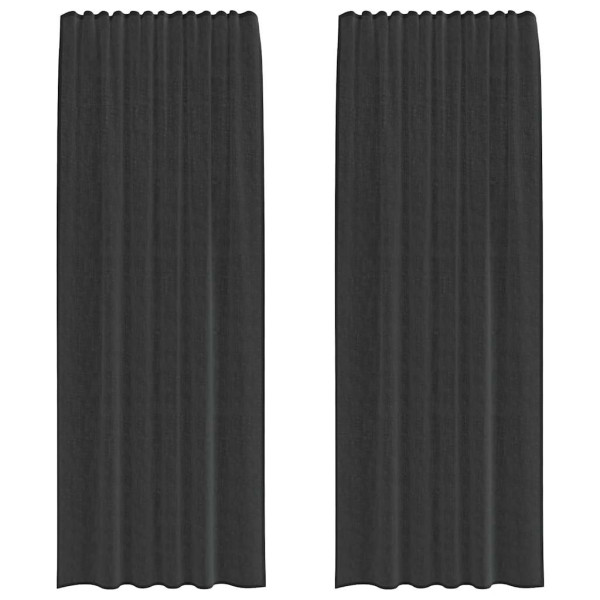 Cortinas de voile com aba 2 pcs preto M 2
