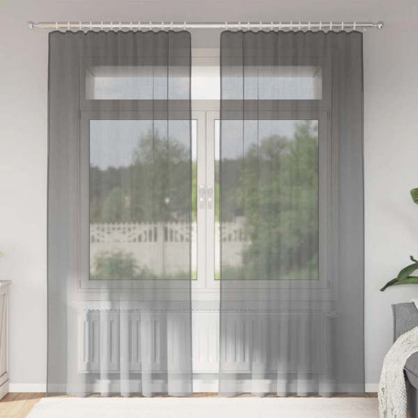 Cortinas de gasa con trabillas 2 uds gris oscuro 140x245 cm D