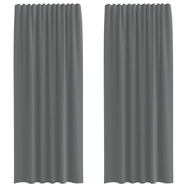 Cortinas de gasa con trabillas 2 uds gris oscuro 140x245 cm M 2