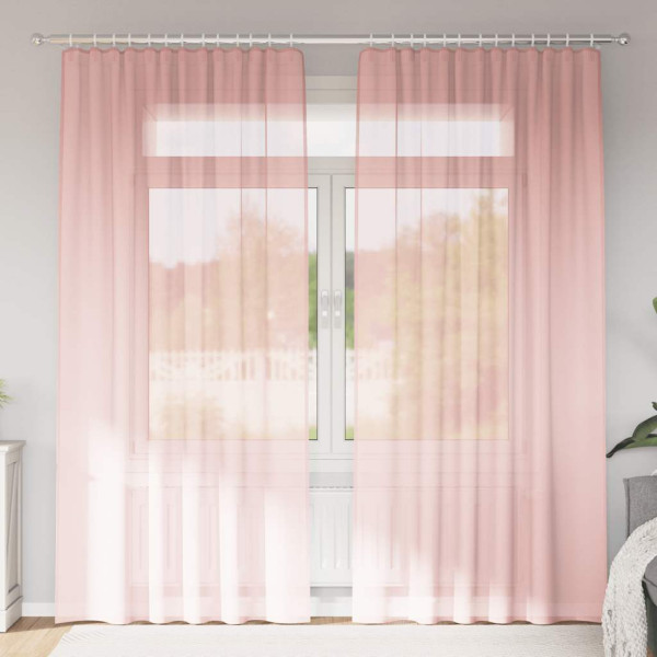 Cortinas de gasa con trabillas 2 uds rosa 140x225 cm D