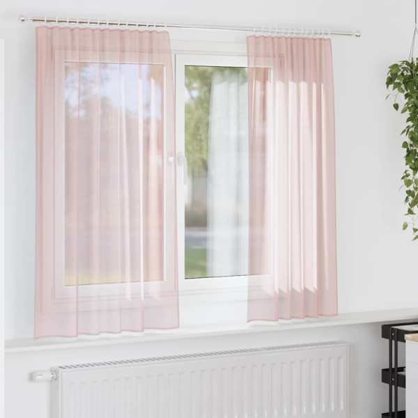 Cortinas de gasa con trabillas 2 uds rosa claro 140x140 cm D