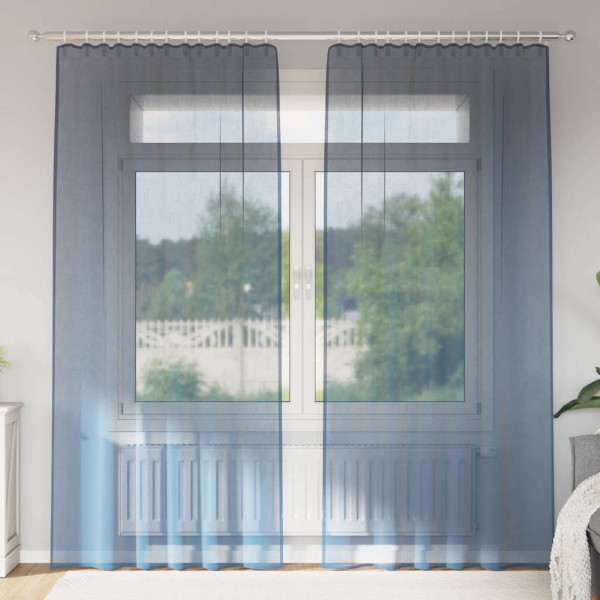 Cortinas de gasa con trabillas 2 uds azul real 140x245 cm D