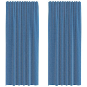Cortinas de voile com laços 2 pcs azul real 140x245 cm H