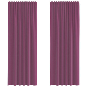 Cortinas de voile com laços 2 pcs roxo 140x260 cm H
