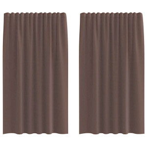 Cortinas de voile com aba 2 pcs castanho H