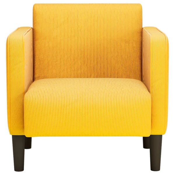 Sillón con reposabrazos amarillo claro 54 cm tejido de pana M 3