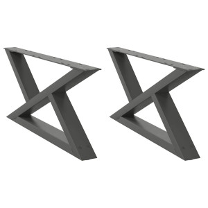 Patas de mesa centro 2 unidades acero antracita 70x(30-31.3) cm H