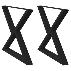 Pés para mesa de jantar 2 peças preto 90x(72-73.3) cm aço H