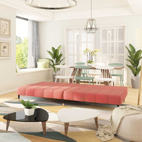 Sofá-cama de 2 lugares veludo rosa M 3