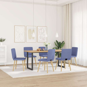 Sillas de comedor 6 uds tela azul jeans H