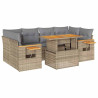 Set sofás jardín y cojines 7 pzas ratán sintético acacia beige 2