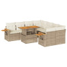 Set sofás jardín y cojines 9 pzas ratán sintético acacia beige 2