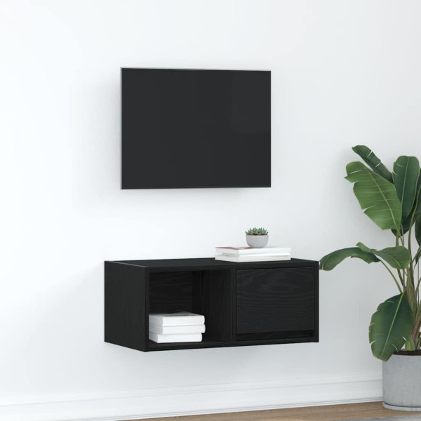 Mueble de TV madera de ingeniería roble negro 60x31x25.5 cm D