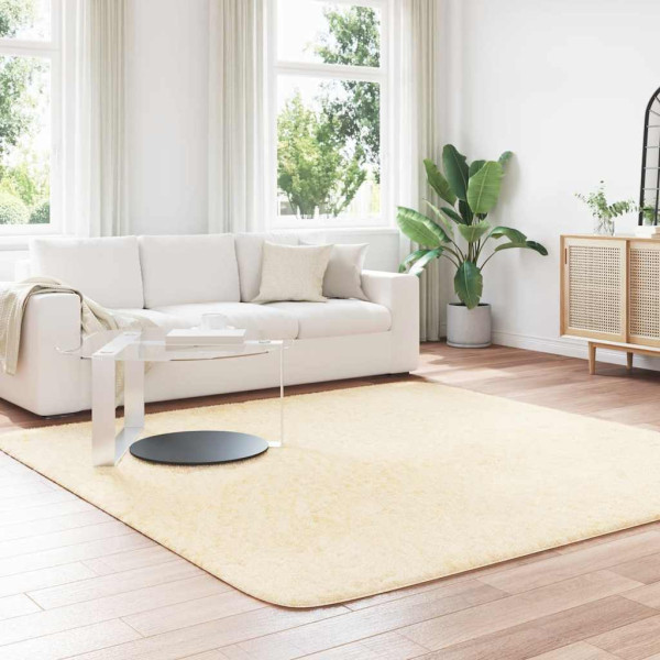 Tapete shaggy de pelo alto NAVARRA 240x240 cm poliéster creme M 3