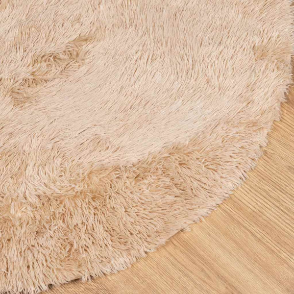Alfombra peluda de pelo largo NAVARRA beige 100x100cm poliéster M 4