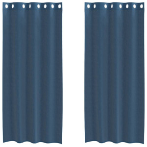 Cortinas de voile com ilhós 2 pcs azul real H