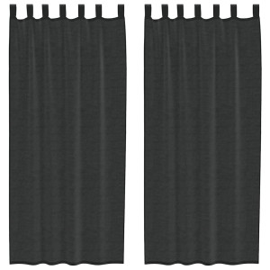 Cortinas de gasa con bolsillos para varillas 2 uds. negro H