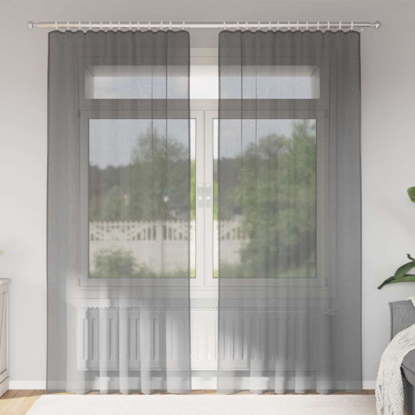 Cortinas de gasa con trabillas 2 uds gris oscuro 140x225 cm D